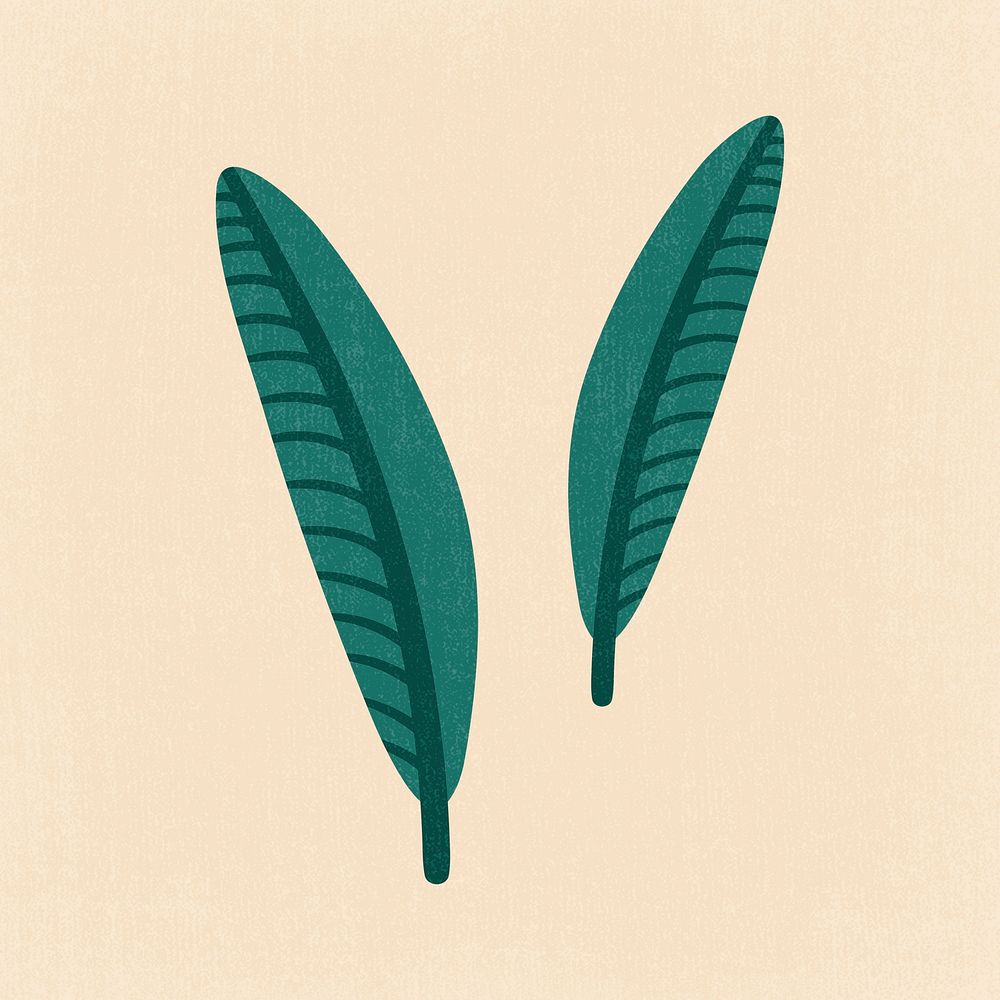Green leaf clipart, aesthetic nature cartoon illustration psd