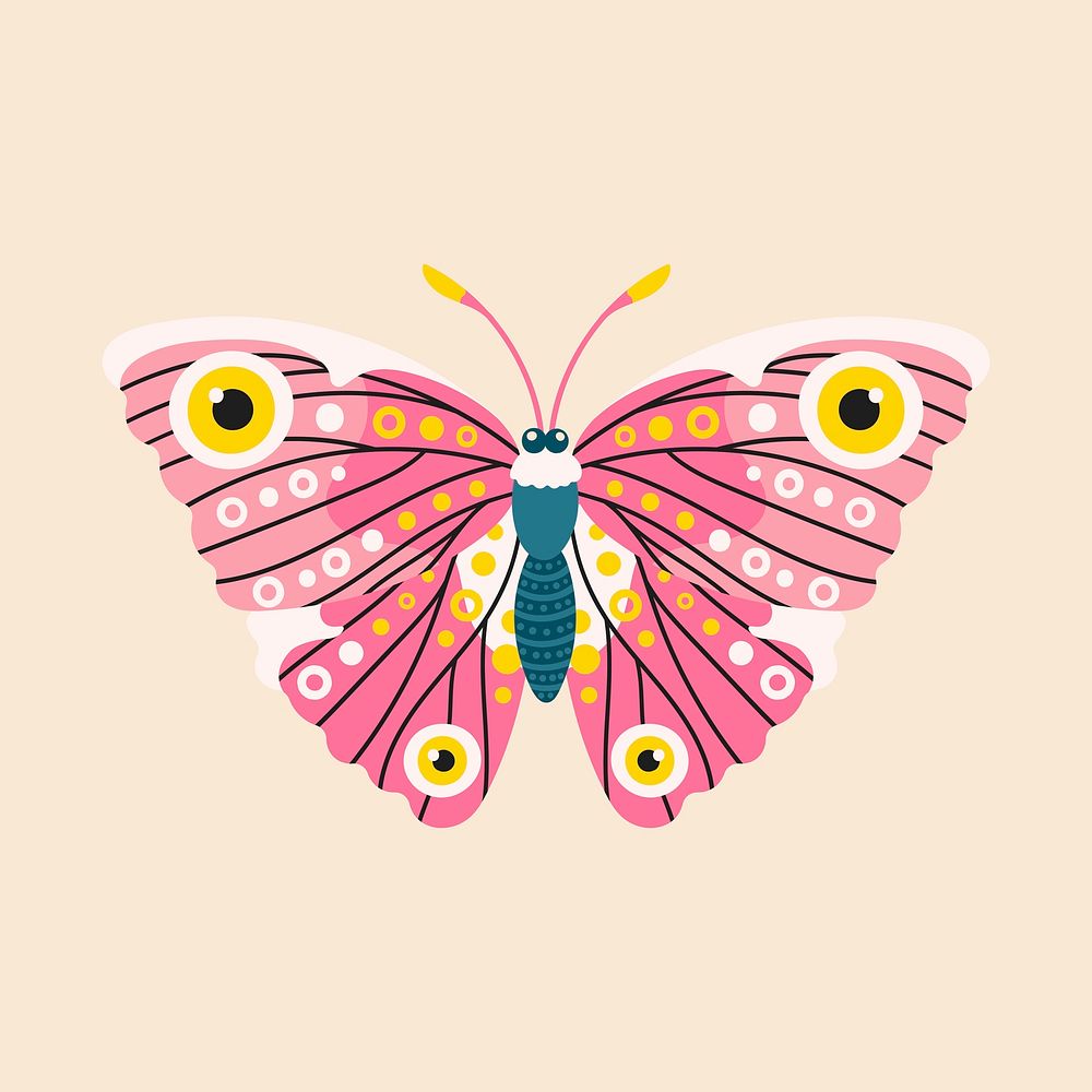 Aesthetic butterfly clipart, animal cartoon illustration vector