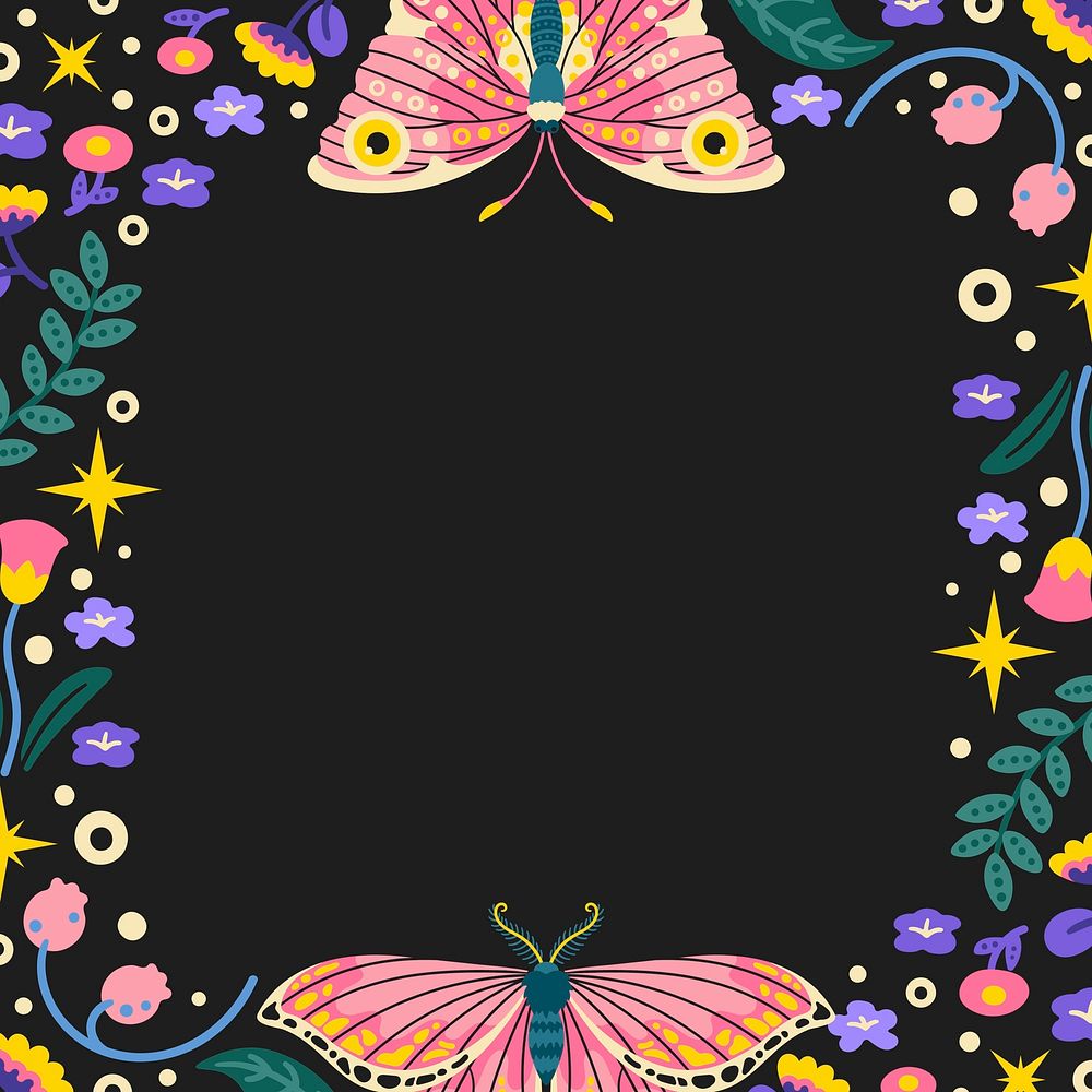 Butterfly frame background, aesthetic animal illustration vector