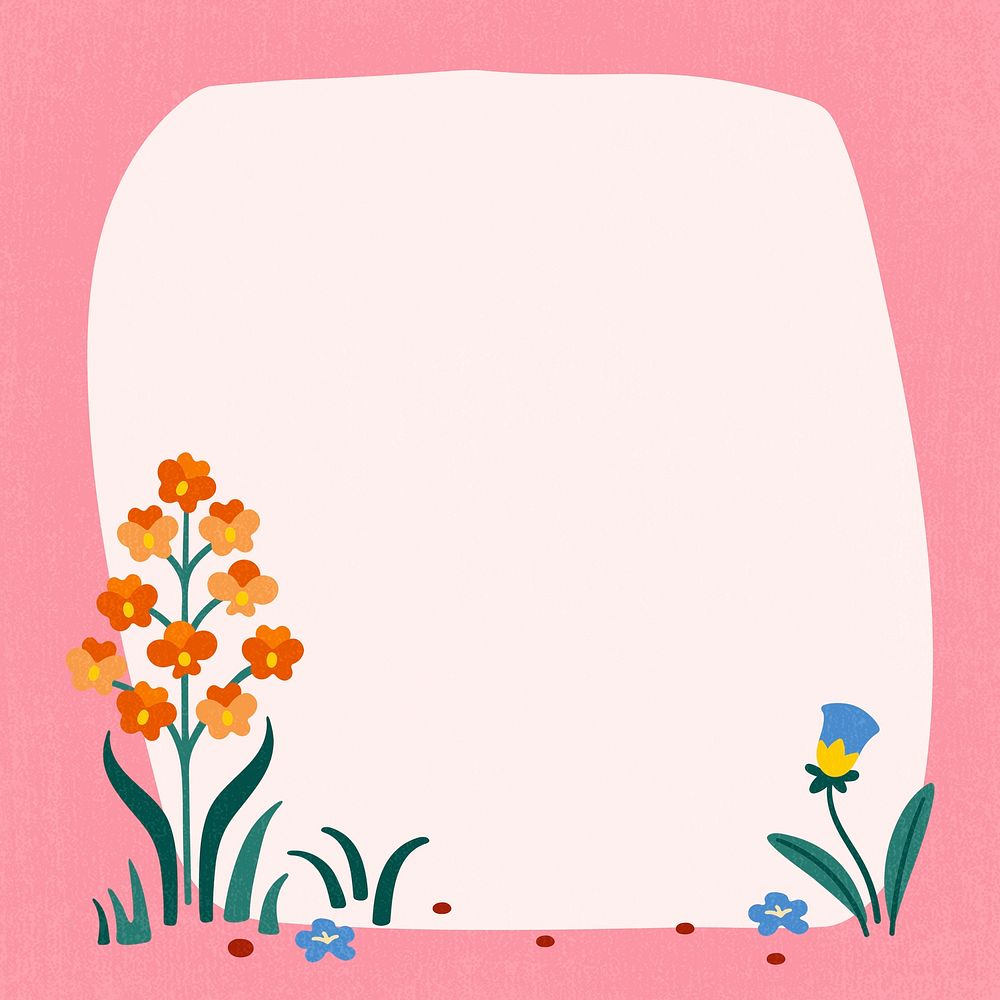 Pink botanical frame background, nature illustration psd