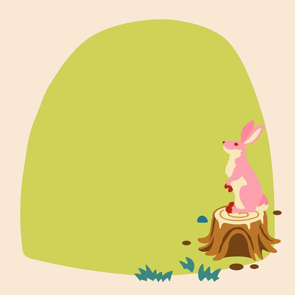 Cute rabbit frame background, fairytale animal illustration vector