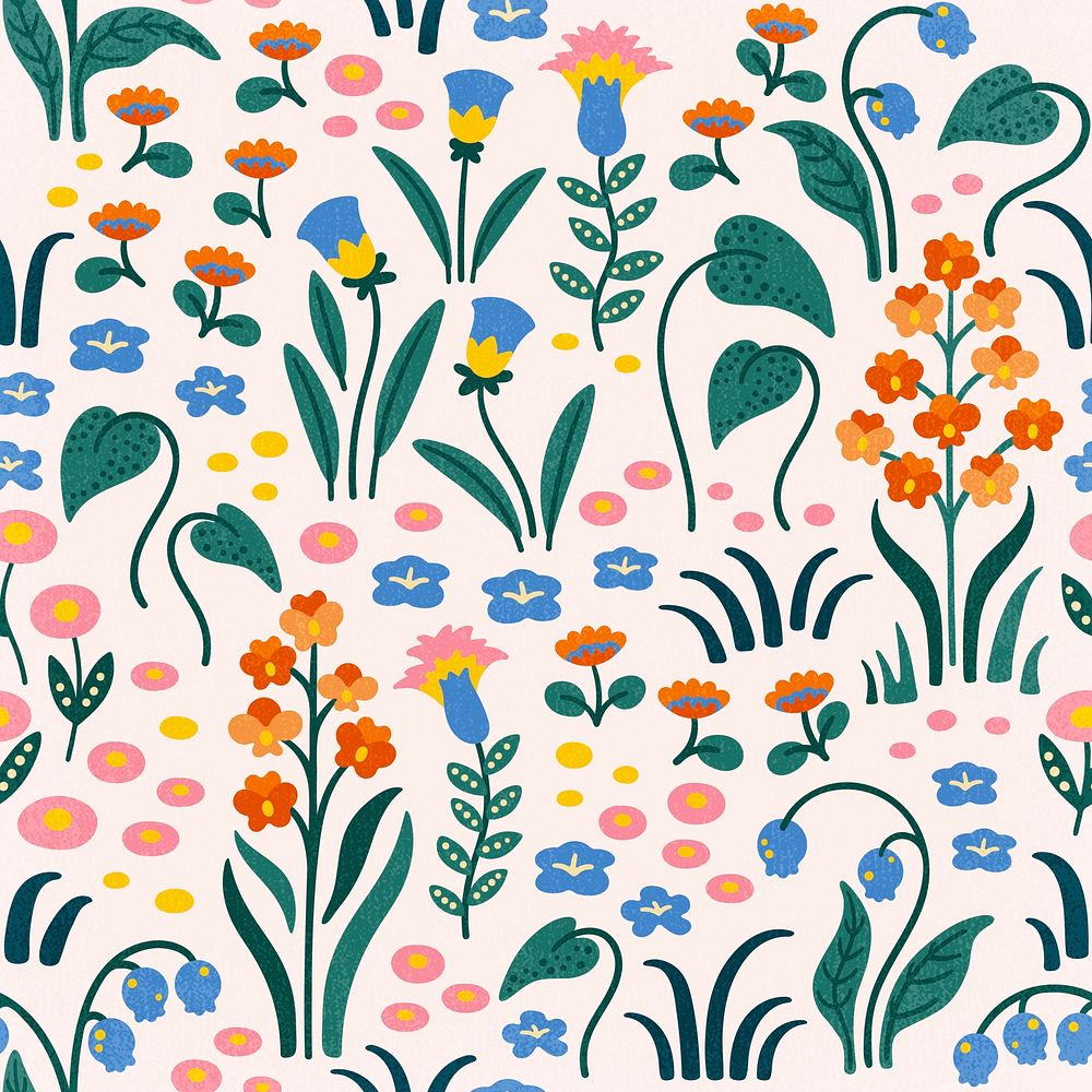 Vintage flower seamless pattern background, fairytale nature illustration