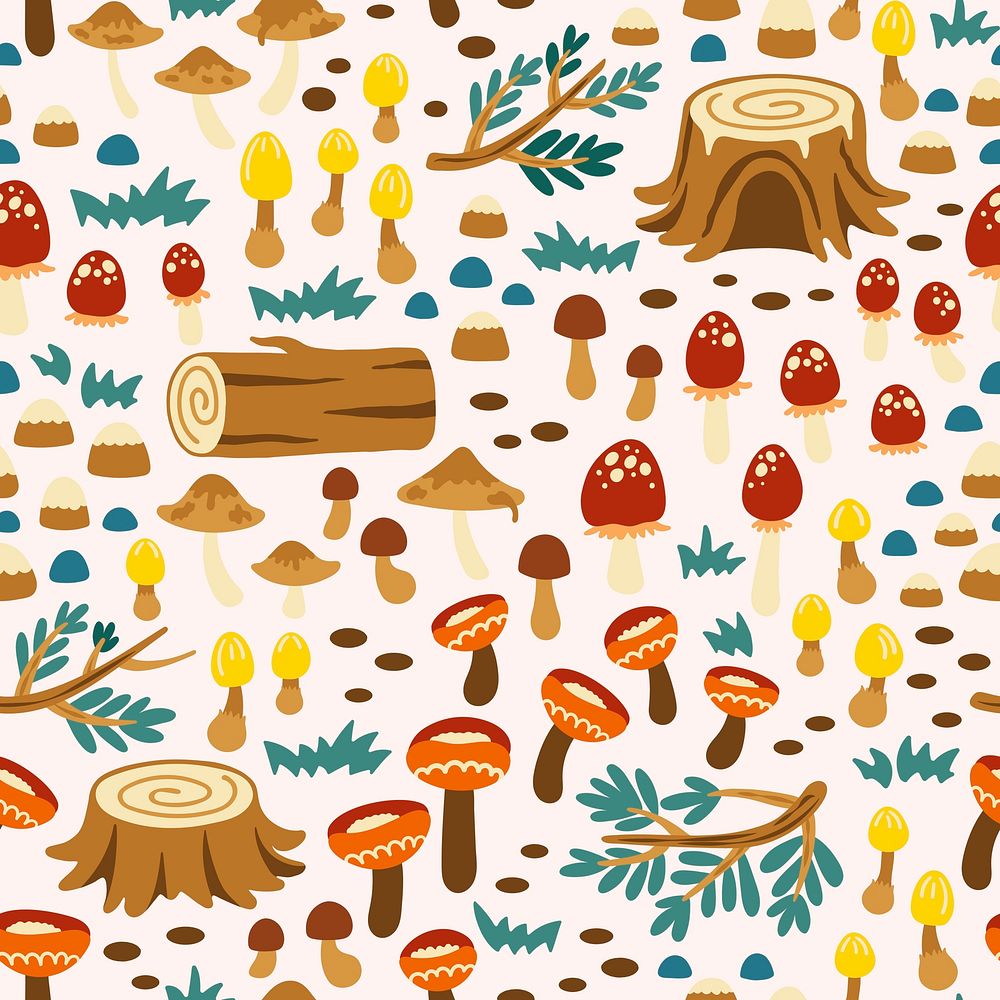 Botanical seamless pattern background, fairytale nature illustration vector