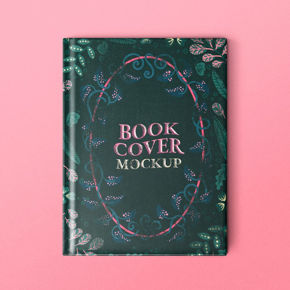 Book cover mockup, botanical design psd
