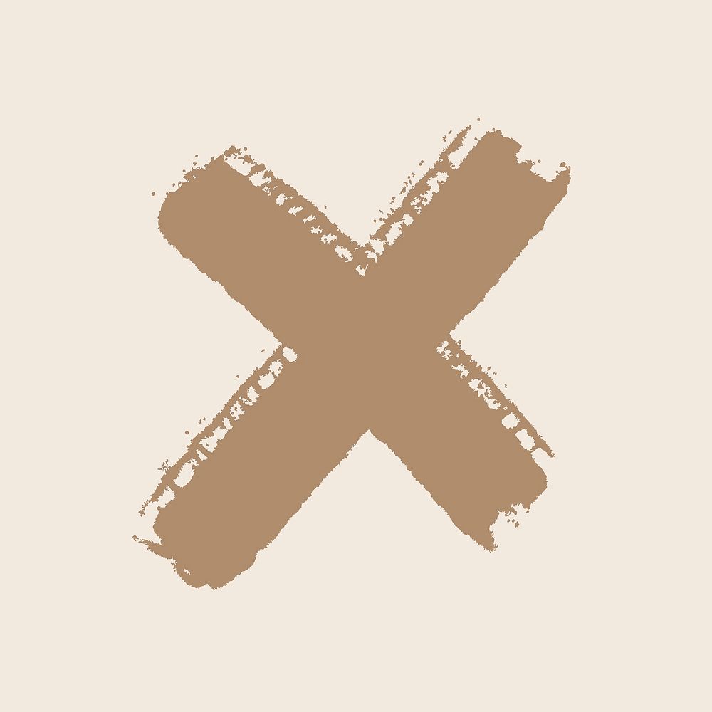 X brush clipart, bold grunge design vector