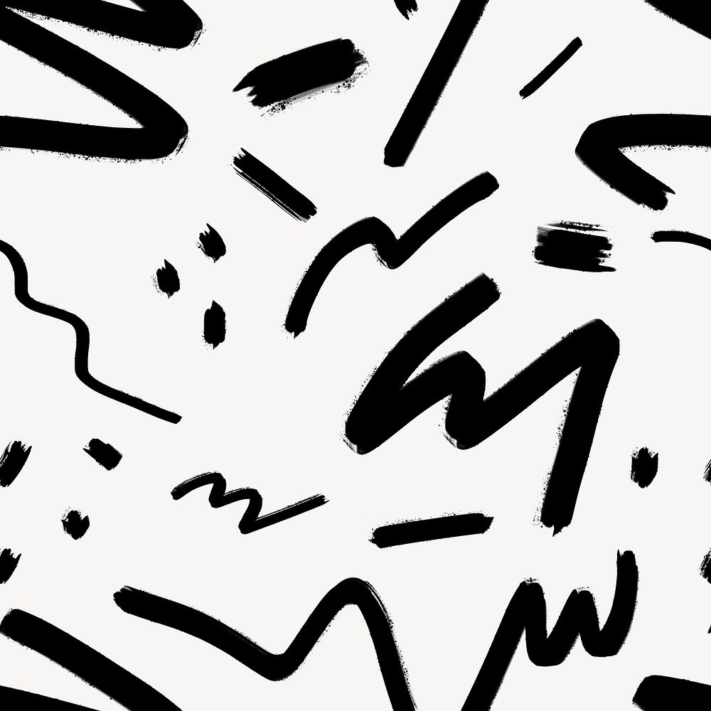 Black Memphis seamless pattern background, scribble design