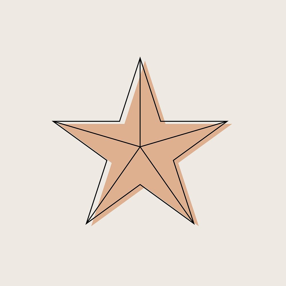 Star sticker, aesthetic beige design psd
