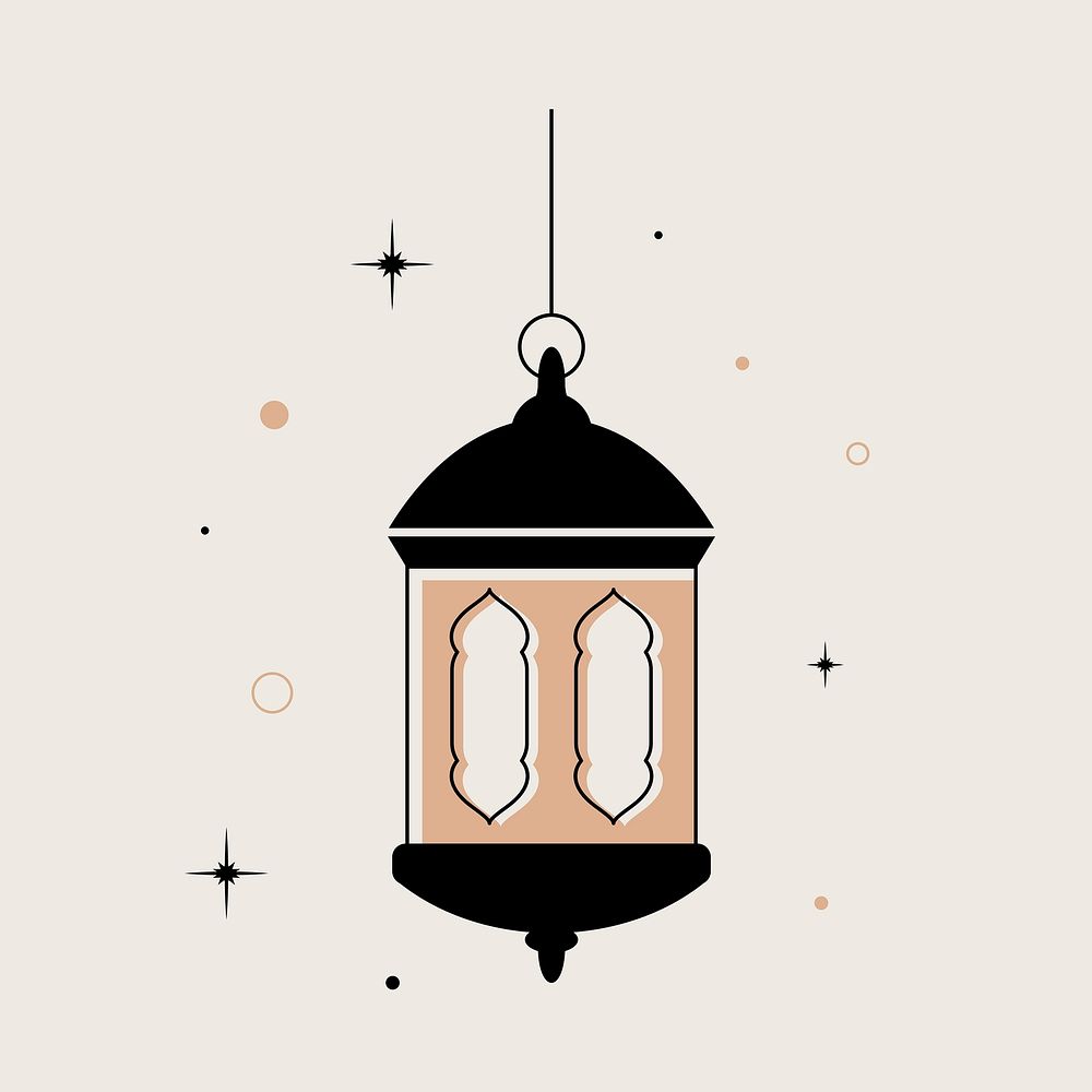 Arabic lantern sticker, aesthetic beige design vector