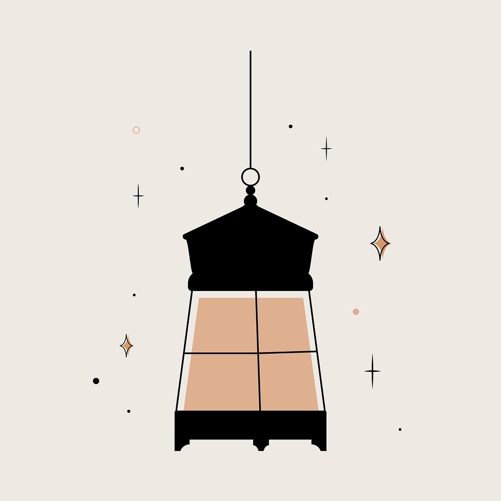 Arabic lantern sticker, aesthetic beige design psd