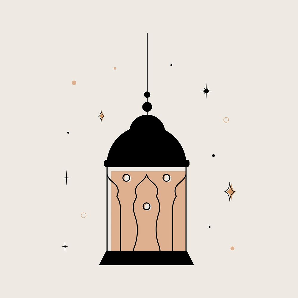 Aesthetic lantern illustration, flat brown tone design