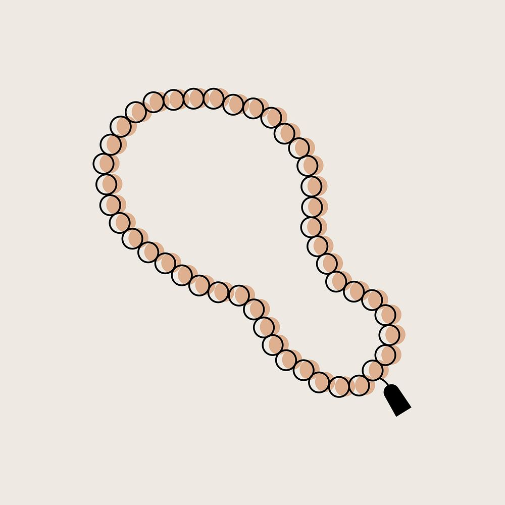 Aesthetic prayer beads illustration, flat brown tone design