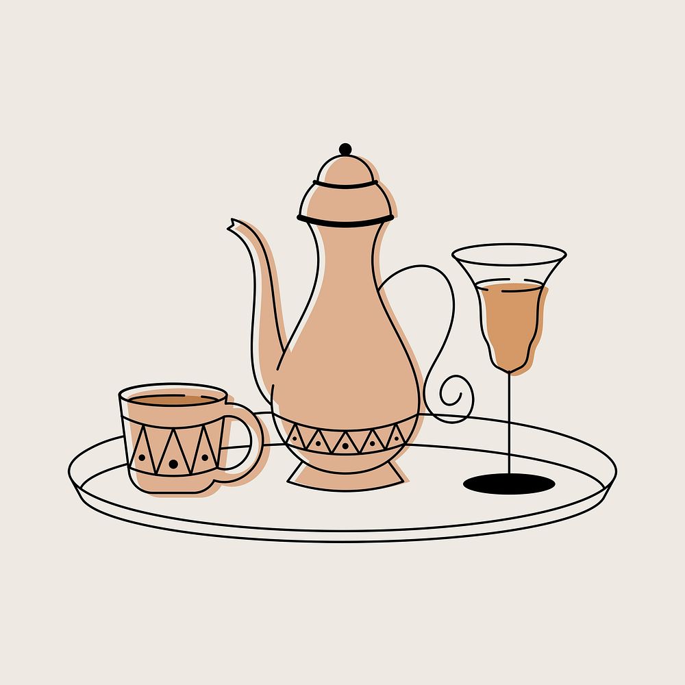 Arabic tea sticker, aesthetic beige design vector