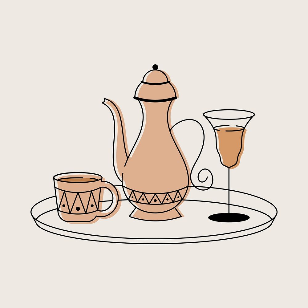 Arabic tea sticker, aesthetic beige design psd