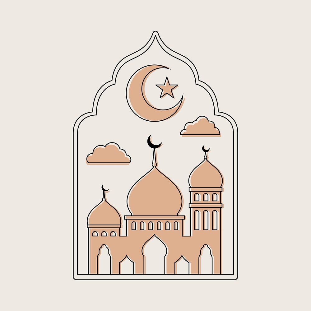 Beige Ramadan illustration, aesthetic celebration design psd