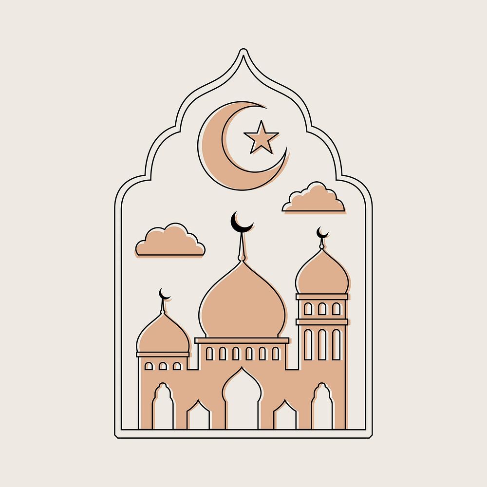 Beige Ramadan illustration, aesthetic celebration design vector