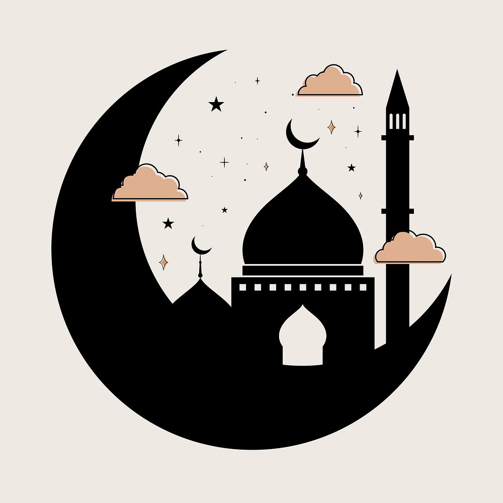 Black Ramadan illustration, aesthetic celebration design psd