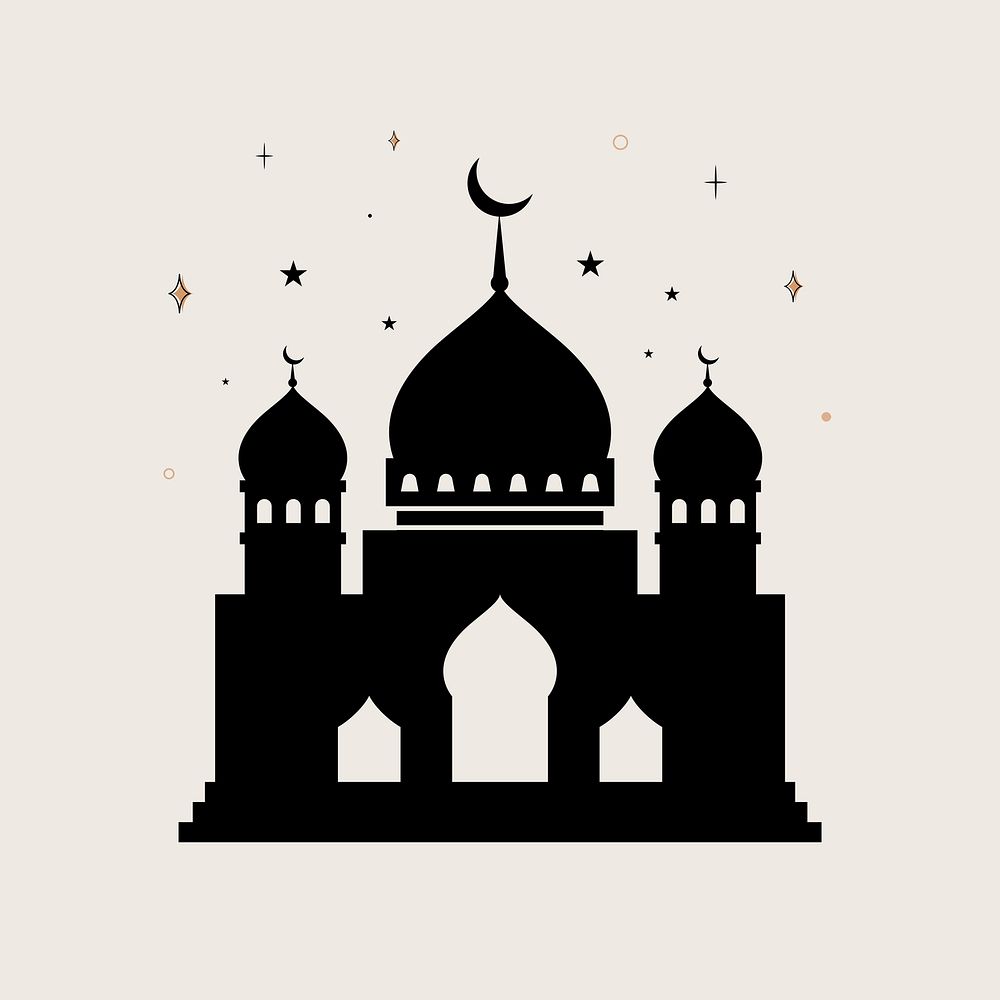 Mosque sticker, aesthetic black design | PSD - rawpixel