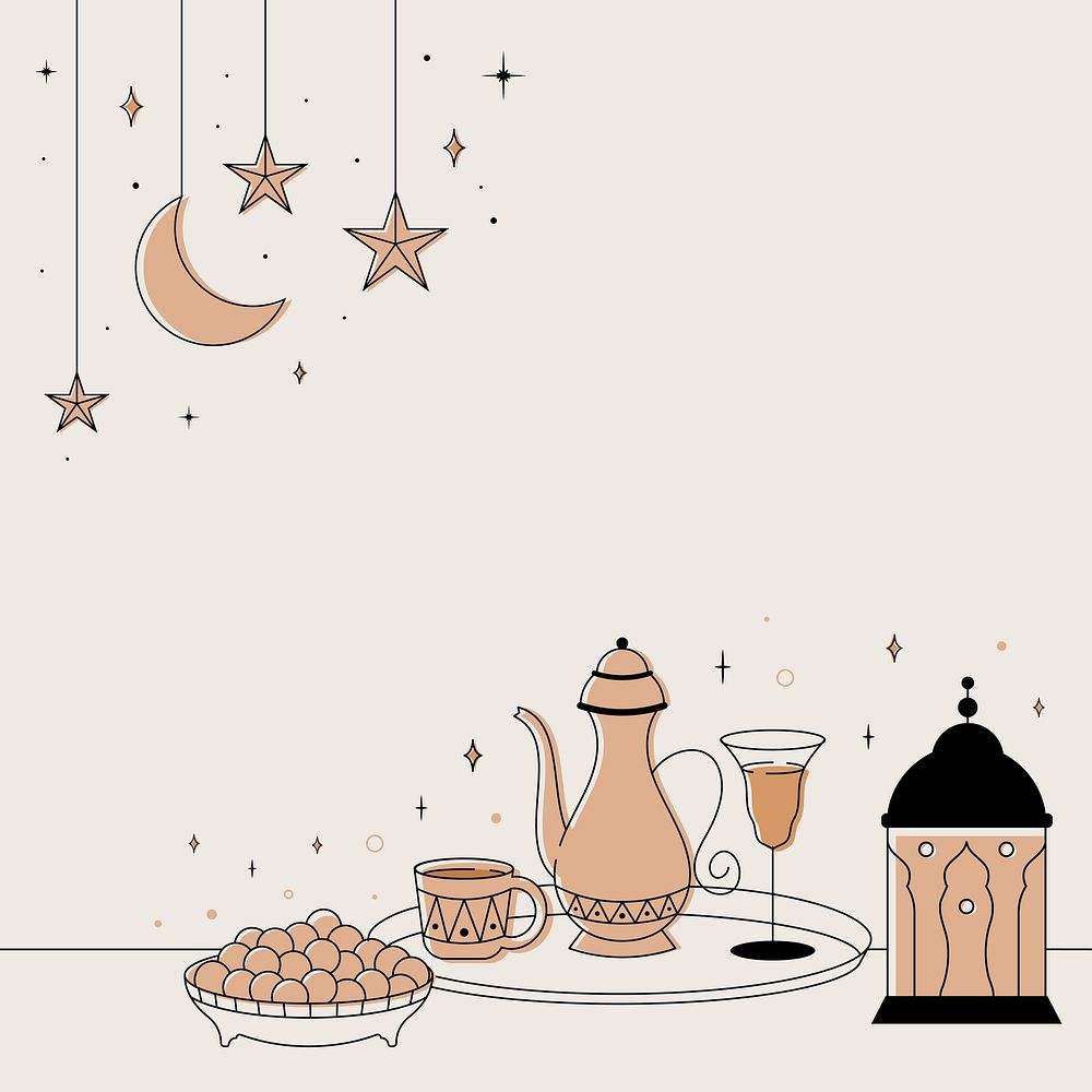 Ramadan social media post, aesthetic earth brown design