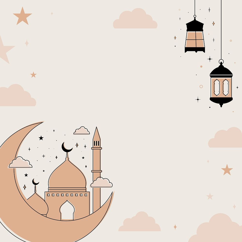Brown Ramadan border frame background, aesthetic celebration design vector