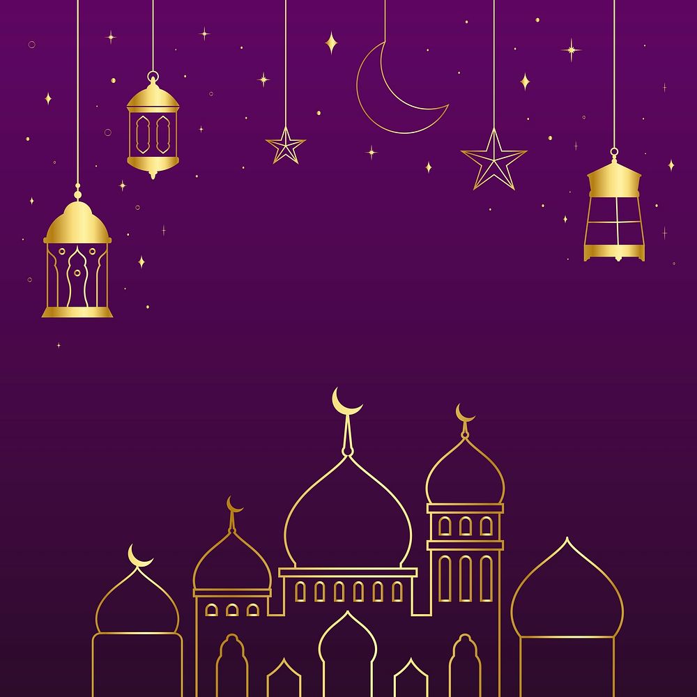Aesthetic Ramadan border frame background, luxurious line art vector