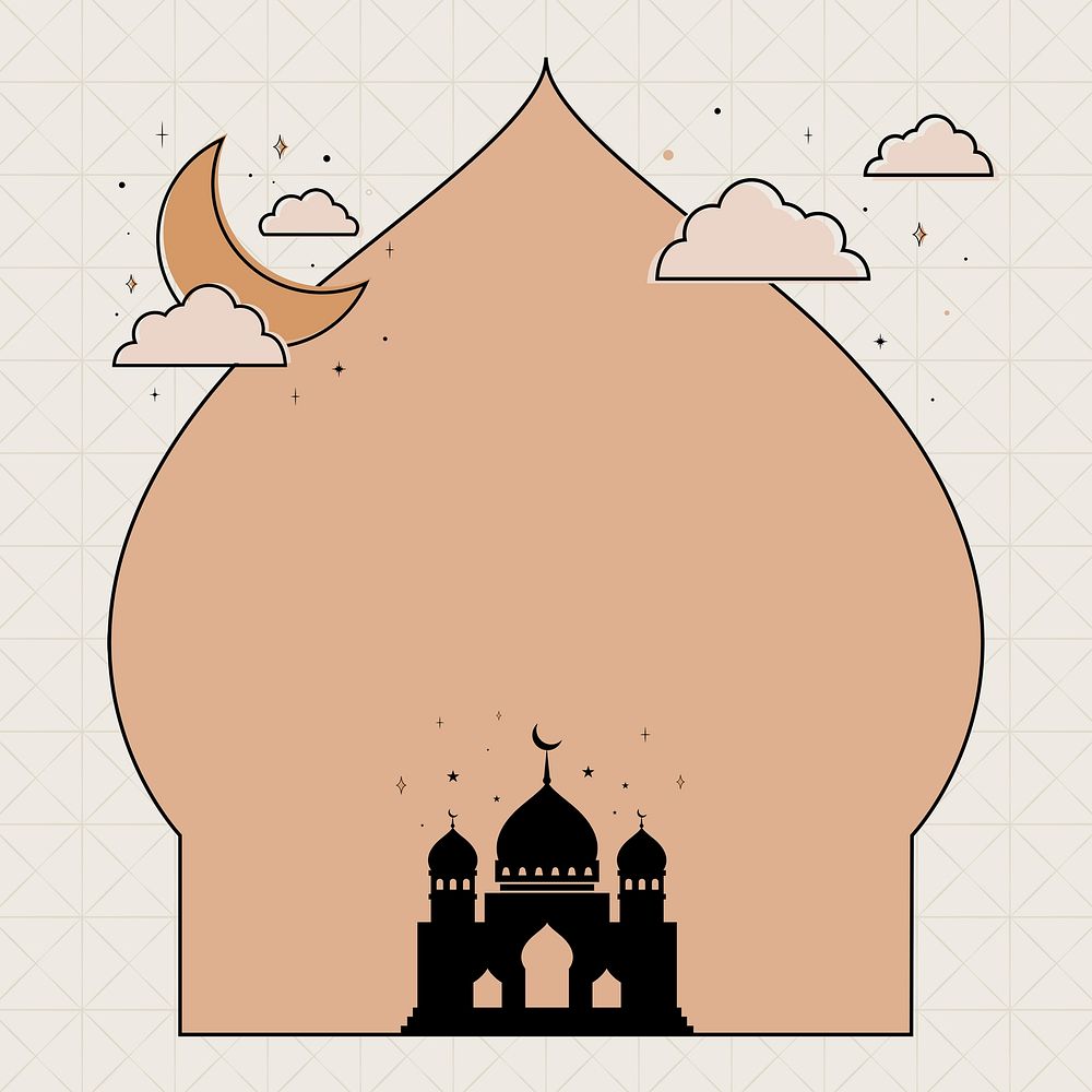 Aesthetic Ramadan frame, flat earth brown tone design