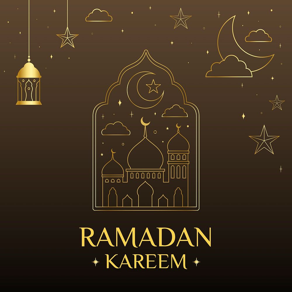 Luxurious Ramadan template for social media post on dark tone background vector