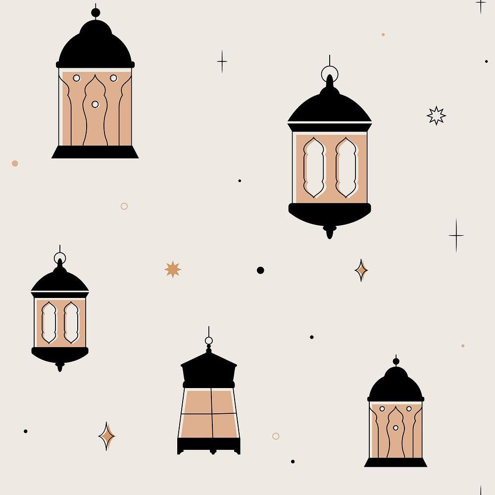 Ramadan background, aesthetic earth brown seamless pattern design psd