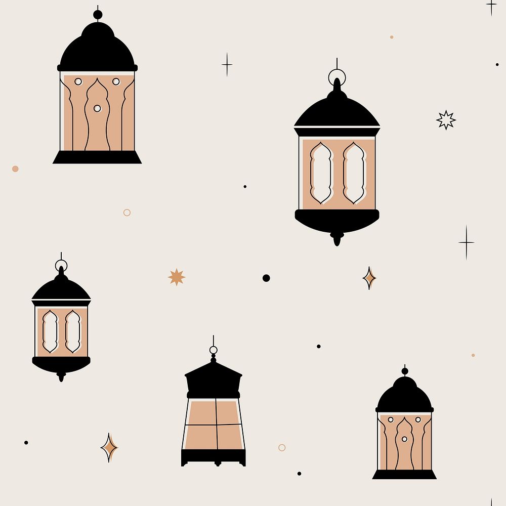 Ramadan social media post, aesthetic earth brown seamless pattern design vector