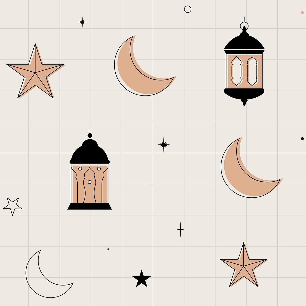 Aesthetic Ramadan pattern background, flat brown earth tone design