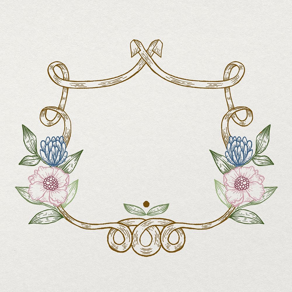Flower wreath frame background, vintage illustration, botanical design 