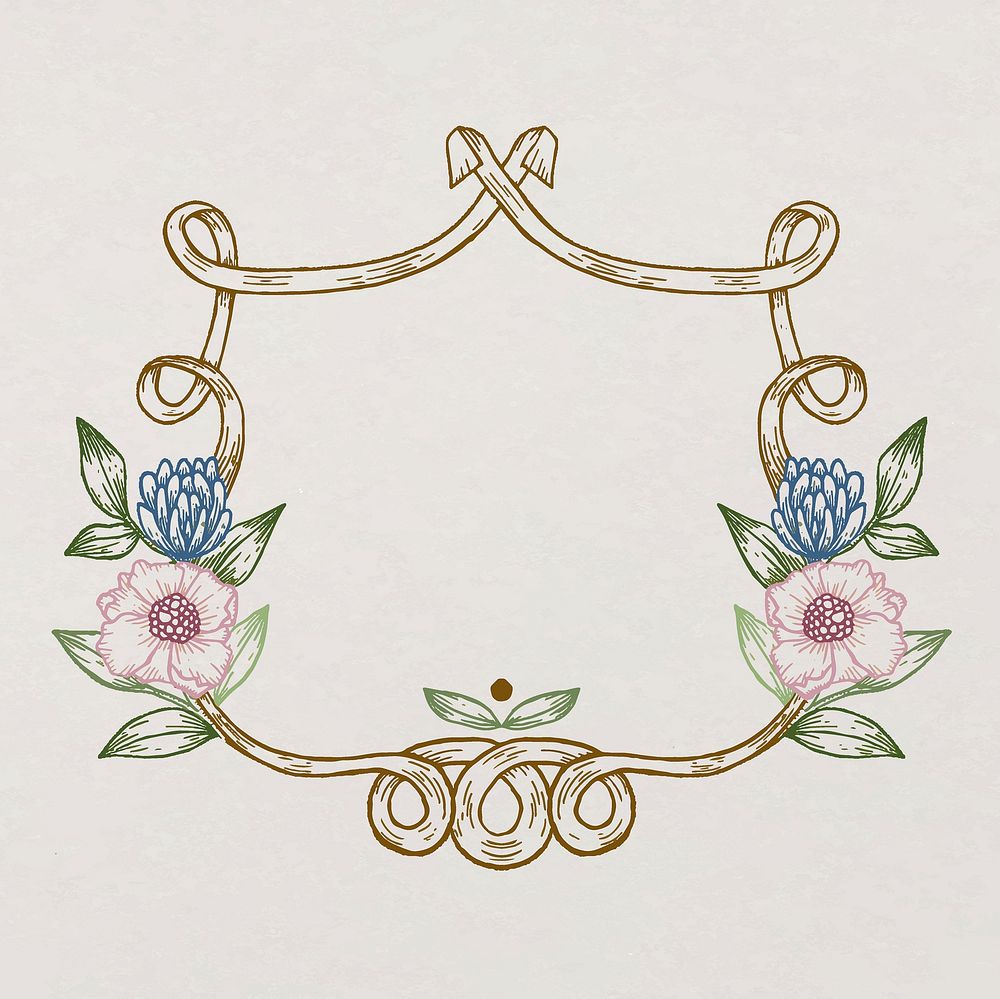 Floral wreath frame, vintage illustration, botanical design vector