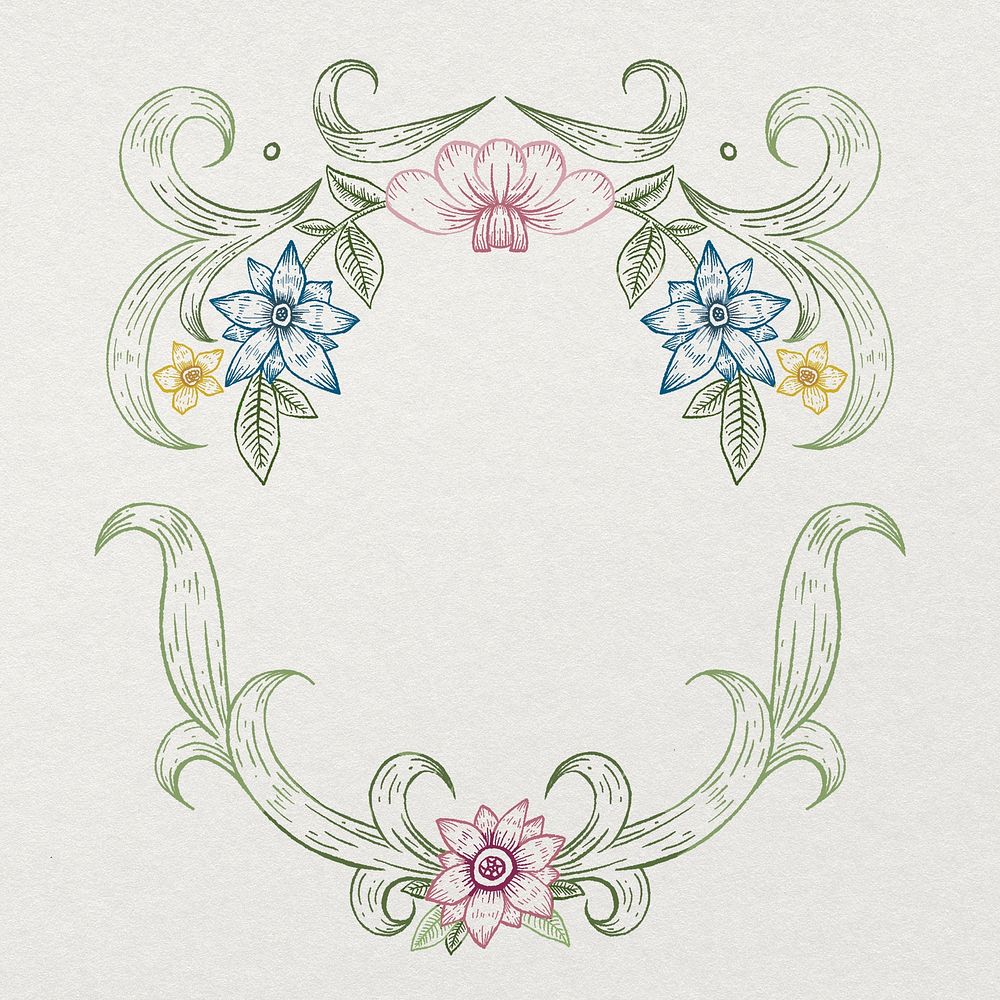 Botanical frame, leaf wreath design, vintage illustration psd