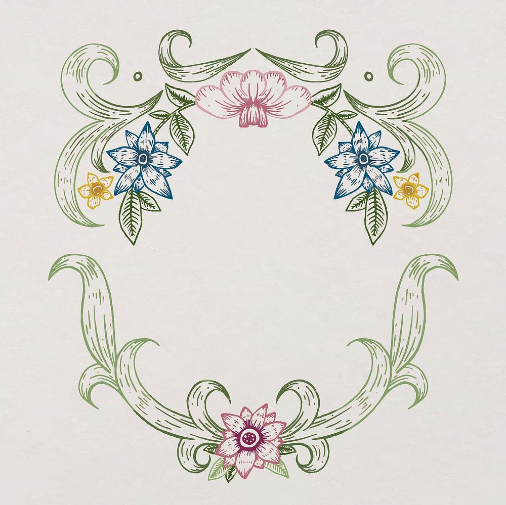 Botanical frame, leaf wreath design, vintage illustration vector