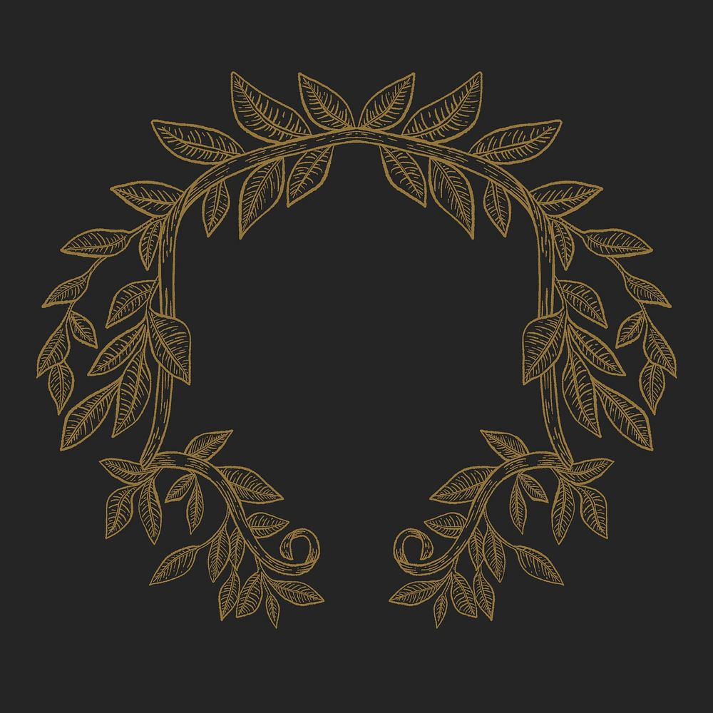 Antique frame background, brown leaf wreath illustration