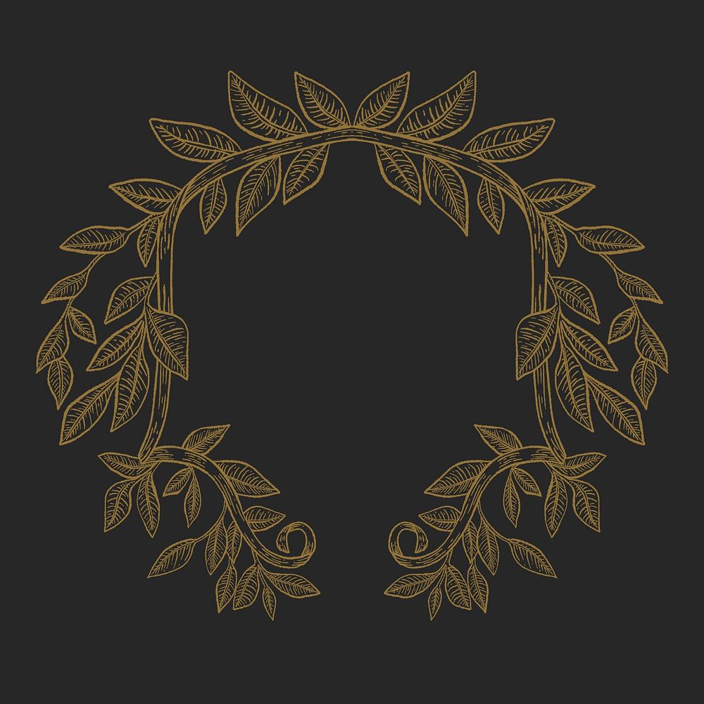 Leaf frame, brown botanical illustration psd