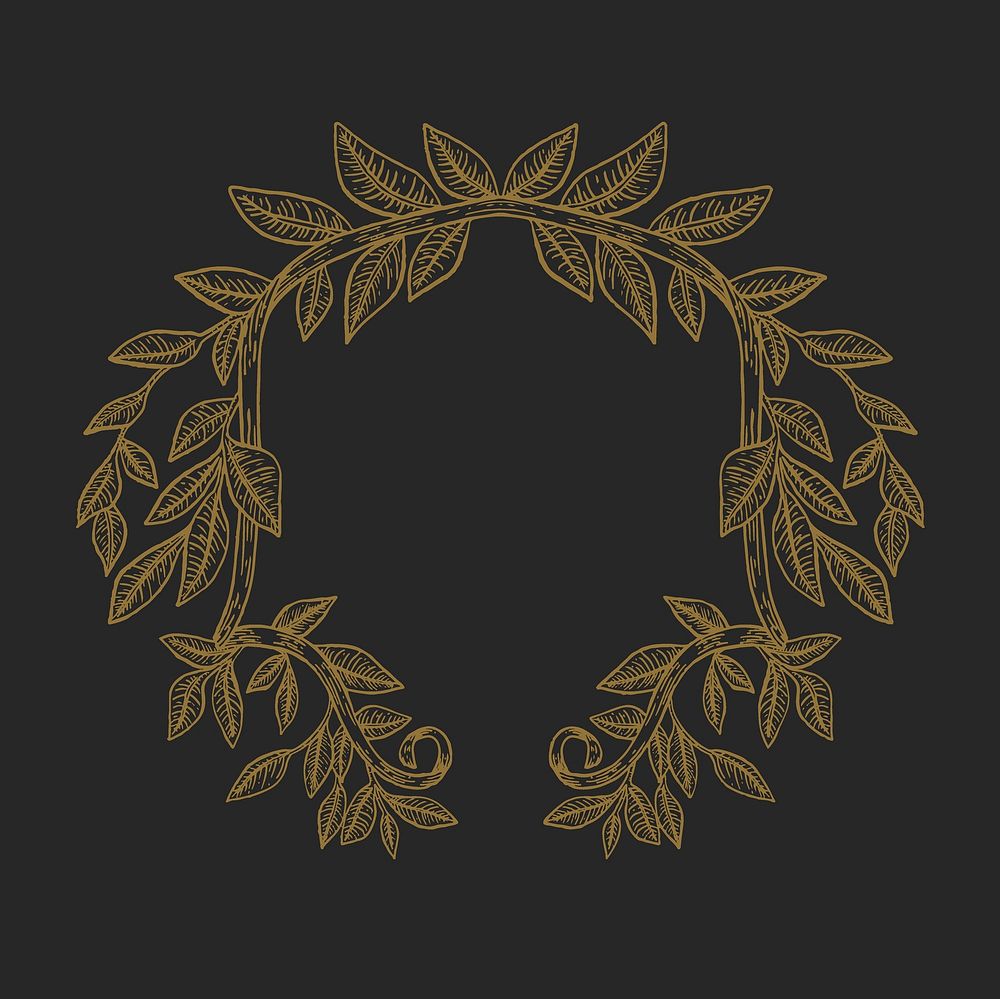 Leaf frame, brown botanical illustration vector