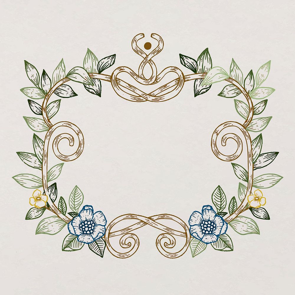 Botanical badge, leaf wreath design, vintage illustration vector
