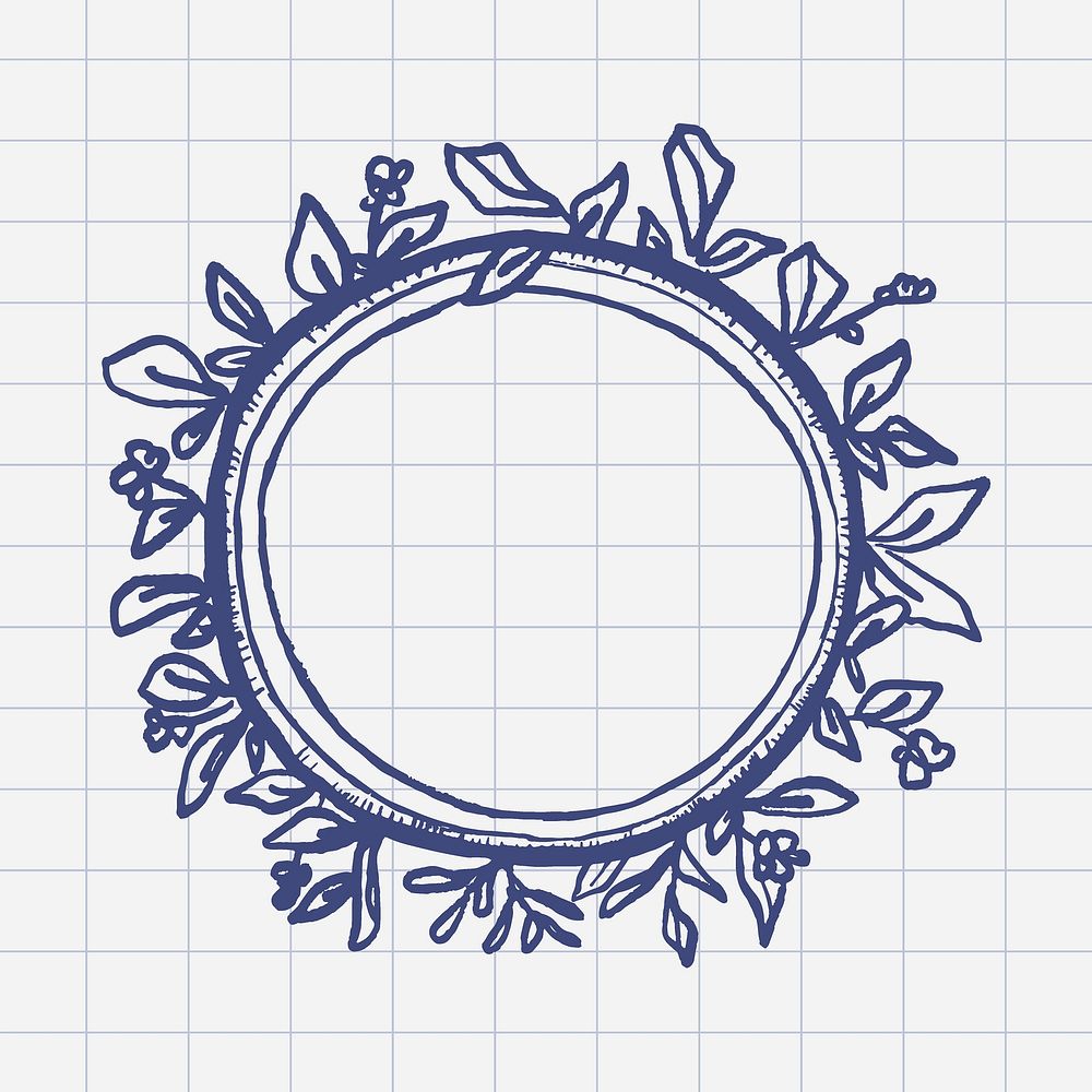 Botanical badge, leaf wreath design, vintage illustration vector