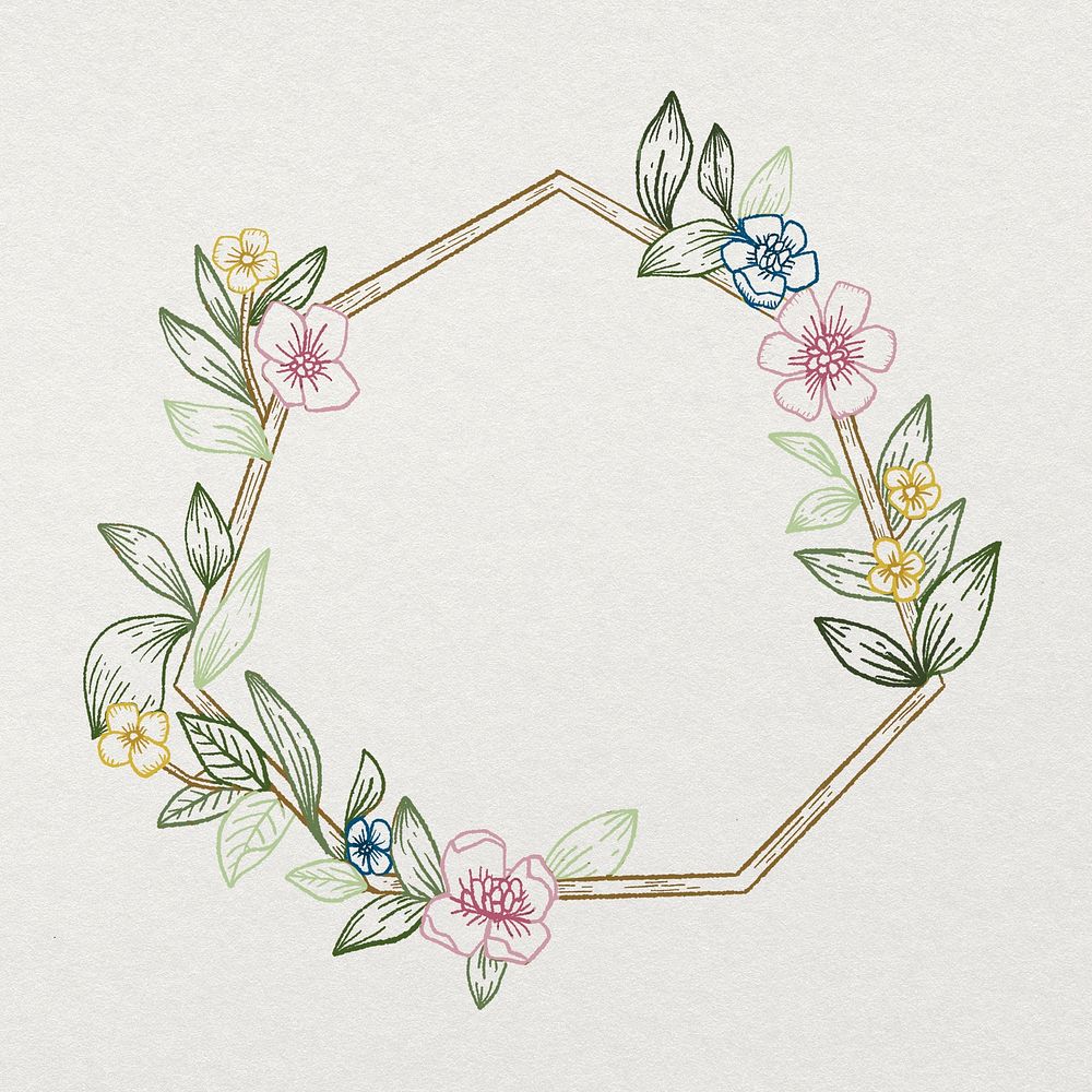 Vintage frame, floral wreath illustration, botanical design psd