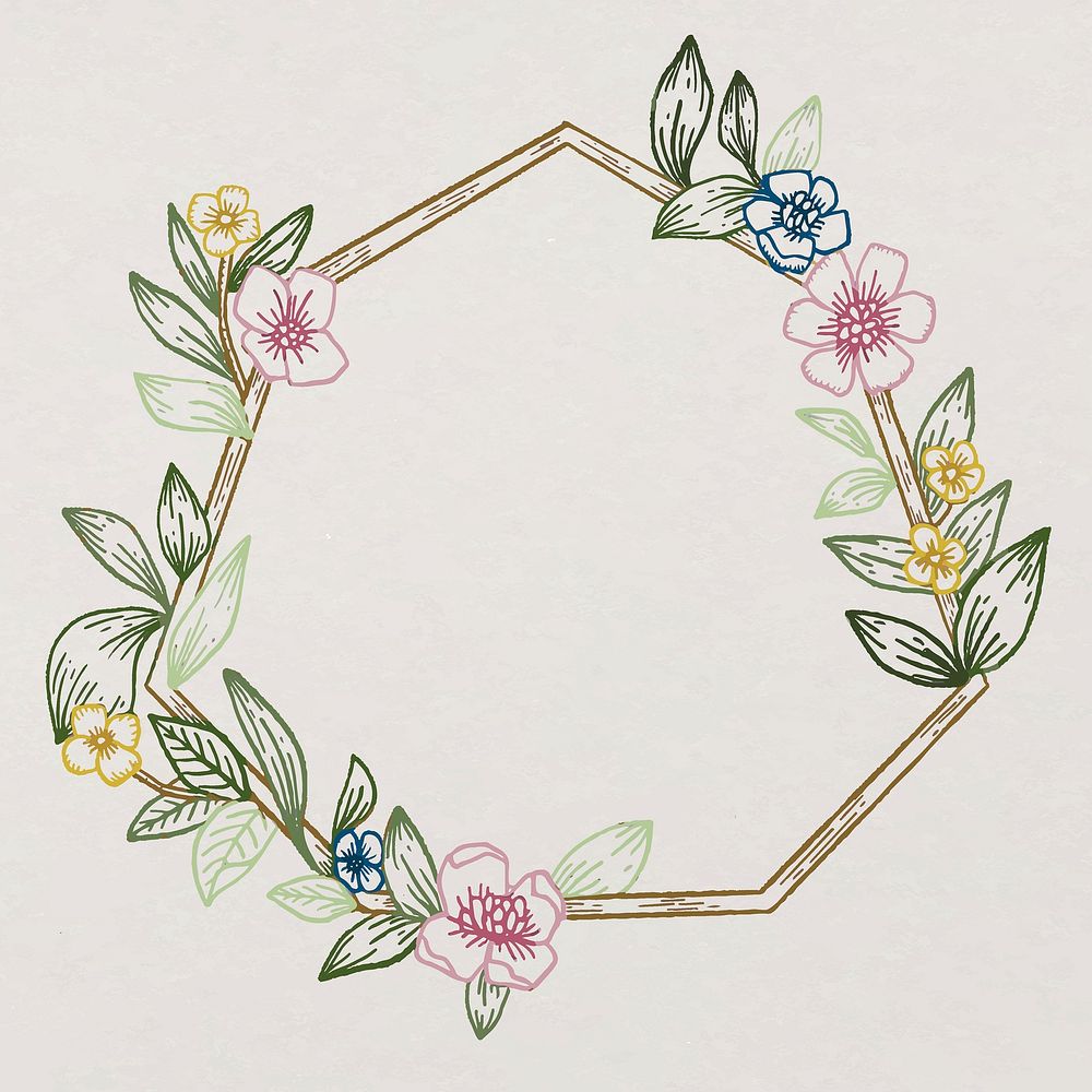 Vintage frame, floral wreath illustration, botanical design vector