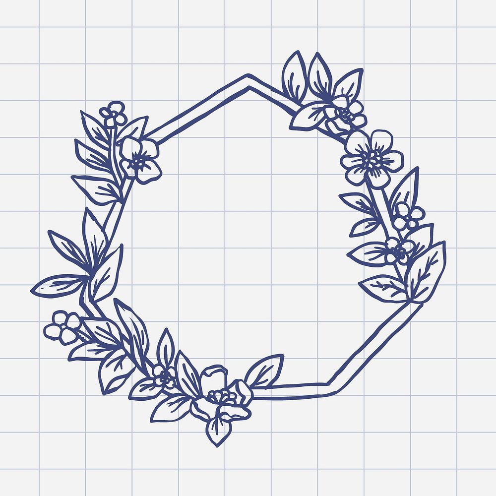 Vintage frame, floral wreath illustration, botanical design set vector