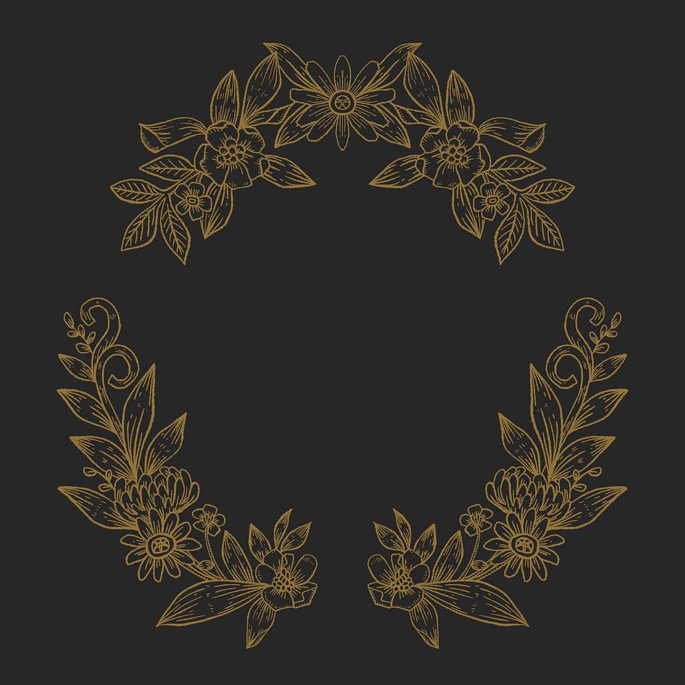 Botanical frame, floral wreath design, vintage illustration psd