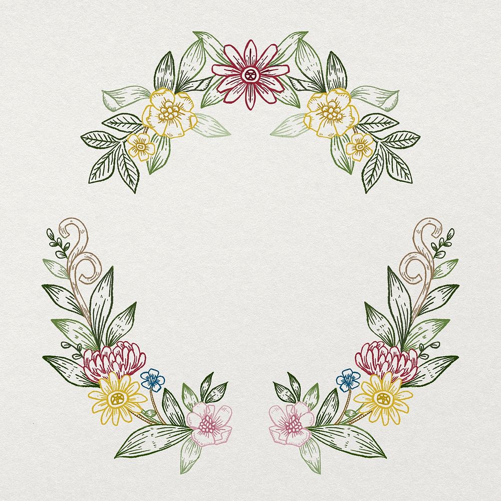 Vintage frame background, flower wreath illustration, botanical design 