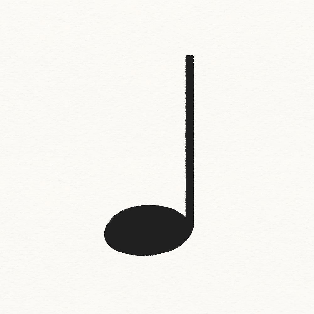 Quarter note sticker, musical symbol, black doodle design psd