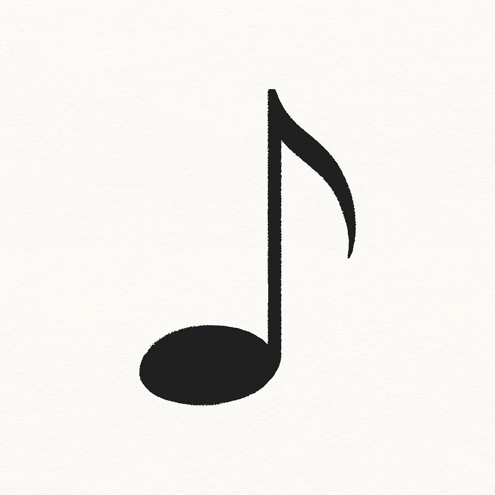 Black quaver clipart, musical note doodle