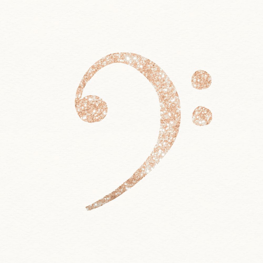 F clef sticker, music symbol in beige psd