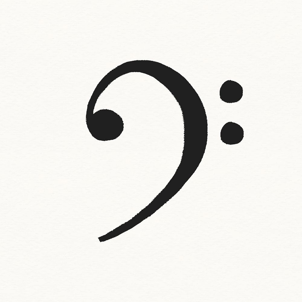 F clef clipart, music symbol in black