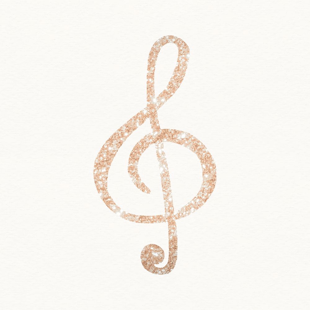 Treble clef clipart, glittery music symbol
