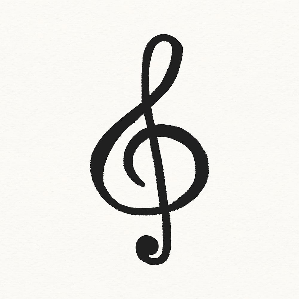 Treble clef sticker, black music symbol psd