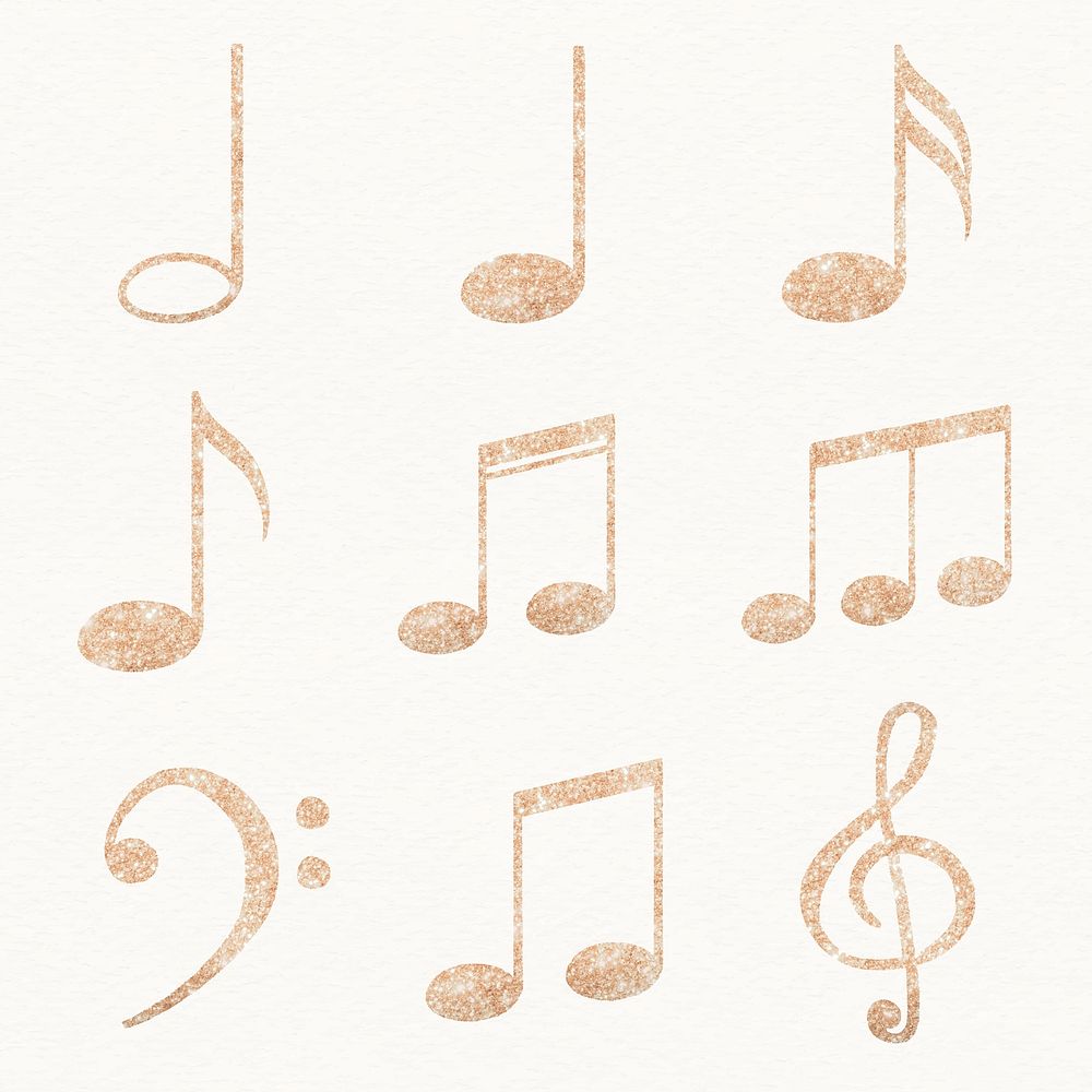 Musical notes, clef sticker, black doodle set vector